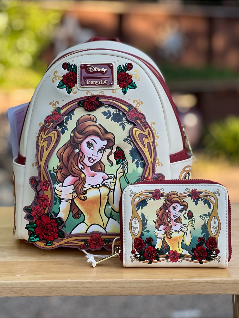 Loungefly Beauty And The Beast Exclusive Belle Floral Mini Backpack & Wallet Nwt